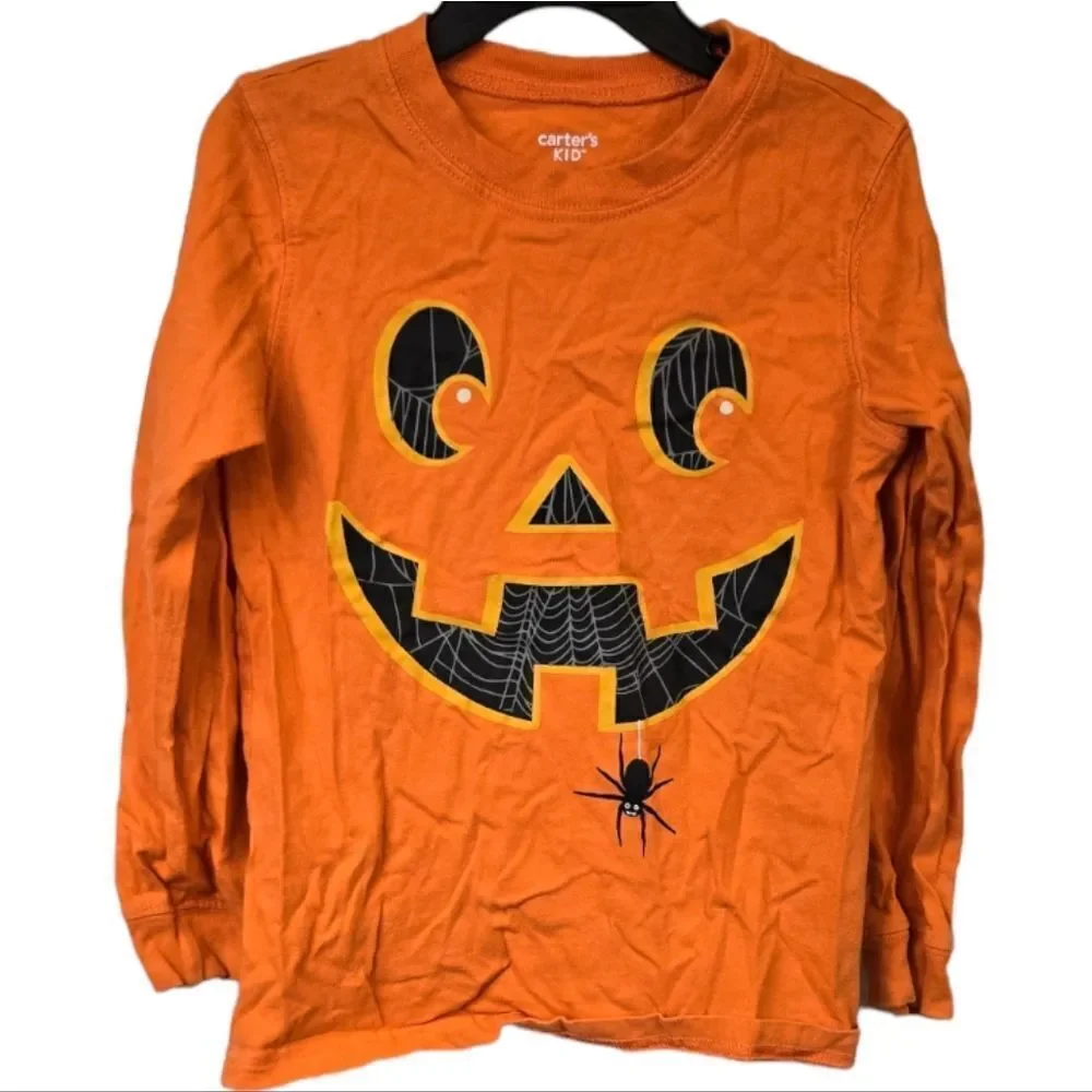 Carter's Little Boys 5 Halloween Pumpkin T-Shirt Casual Graphic Print Kids Tee